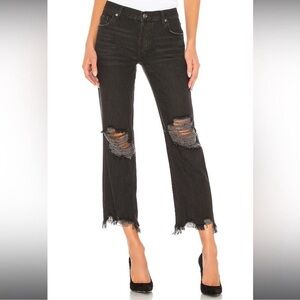 Free People We The Free Maggie Mid-Rise Straight-Leg Jeans Black